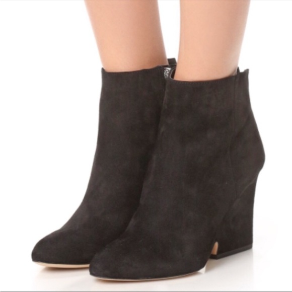 Anthropologie x Sam Edelman WILSON black suede heel ankle boot women size 7 - Picture 2 of 13